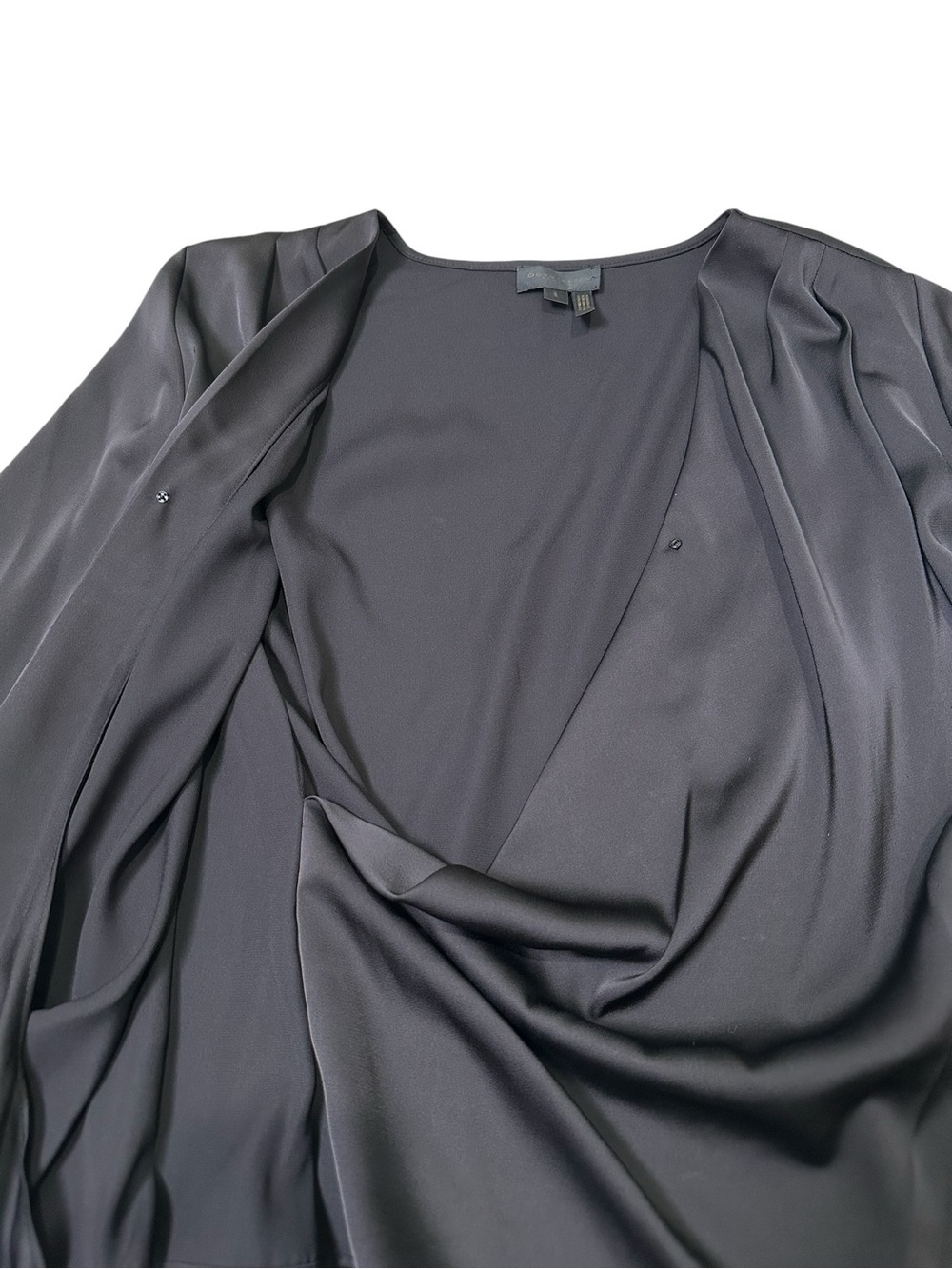 Donna Karan Women’s L Black Faux Wrap Long Sleeve Top Blouse - Picture 4 of 11